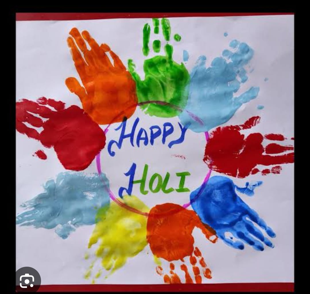 Little hands make a colourful Holi greeting